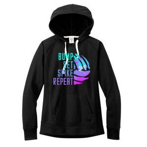 Bump Set Spike Repeat Volleyball Lover Athlete Sports Funny Gift Women's Fleece Hoodie