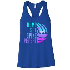 Bump Set Spike Repeat Volleyball Lover Athlete Sports Funny Gift Women's Racerback Tank