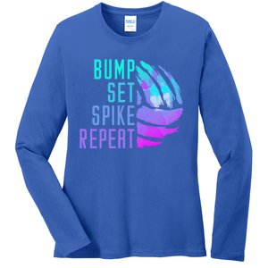 Bump Set Spike Repeat Volleyball Lover Athlete Sports Funny Gift Ladies Long Sleeve Shirt