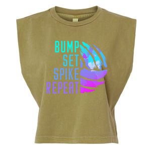 Bump Set Spike Repeat Volleyball Lover Athlete Sports Funny Gift Garment-Dyed Women's Muscle Tee