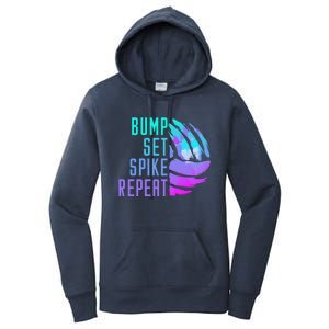 Bump Set Spike Repeat Volleyball Lover Athlete Sports Funny Gift Women's Pullover Hoodie