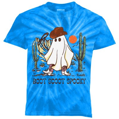 Boot Scoot Spooky Ghost Western Cowboy Ghost Halloween Kids Tie-Dye T-Shirt