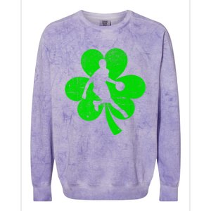 Basketball Sports St Patrick's Day Retro Shamrock Irish Gift Colorblast Crewneck Sweatshirt