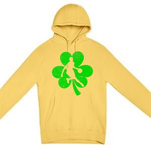 Basketball Sports St Patrick's Day Retro Shamrock Irish Gift Premium Pullover Hoodie