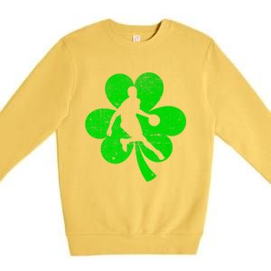 Basketball Sports St Patrick's Day Retro Shamrock Irish Gift Premium Crewneck Sweatshirt