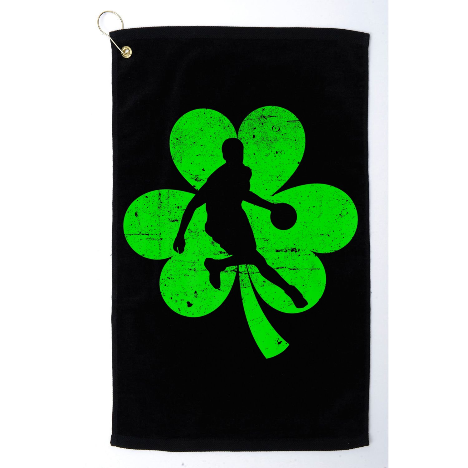 Basketball Sports St Patrick's Day Retro Shamrock Irish Gift Golf Towel