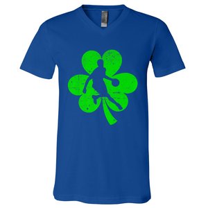 Basketball Sports St Patrick's Day Retro Shamrock Irish Gift V-Neck T-Shirt