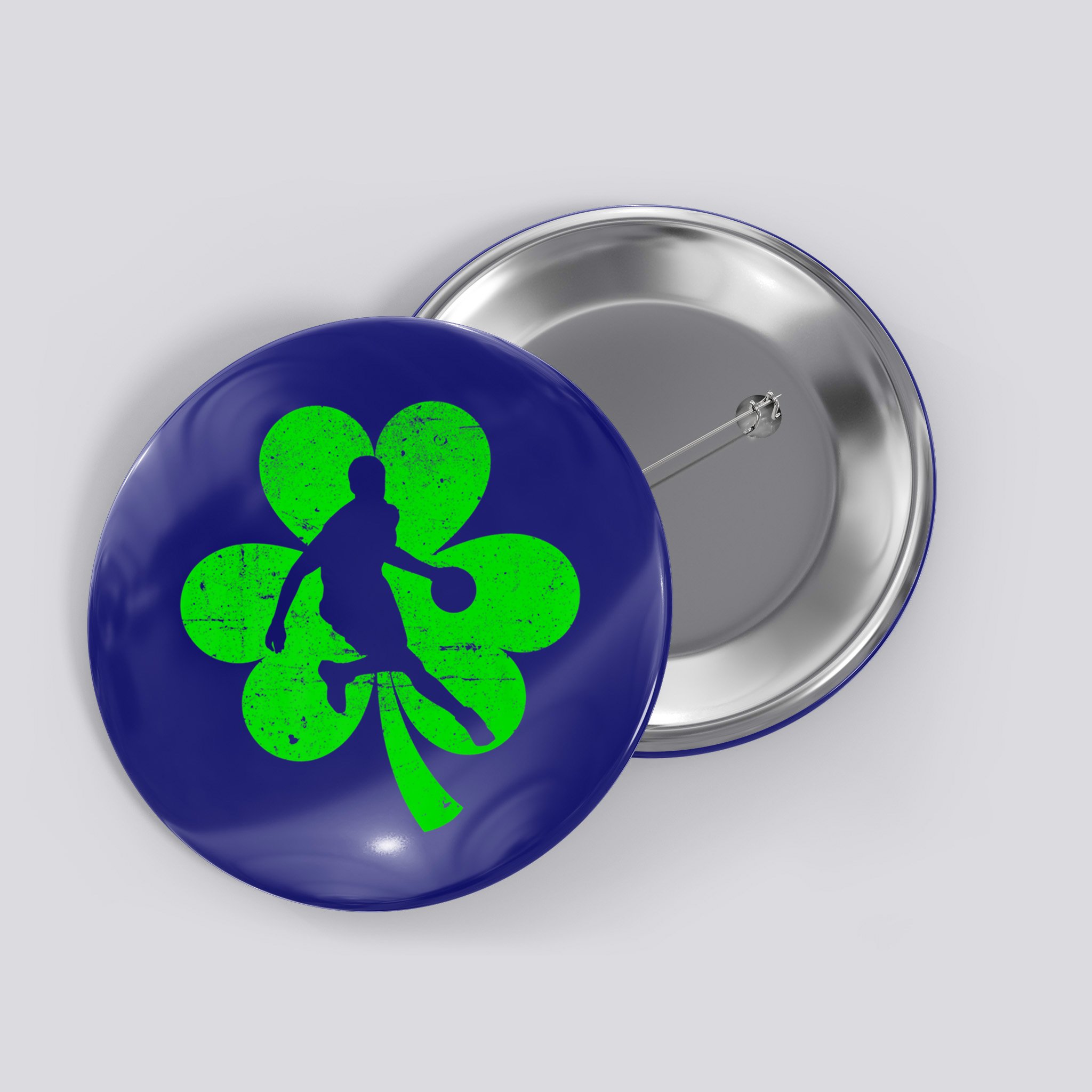 Basketball Sports St Patrick's Day Retro Shamrock Irish Gift Button