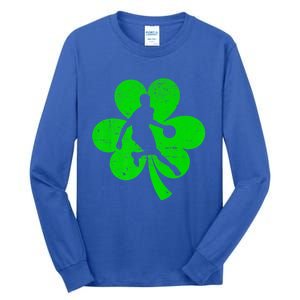 Basketball Sports St Patrick's Day Retro Shamrock Irish Gift Tall Long Sleeve T-Shirt