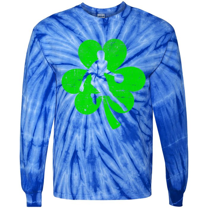 Basketball Sports St Patrick's Day Retro Shamrock Irish Gift Tie-Dye Long Sleeve Shirt