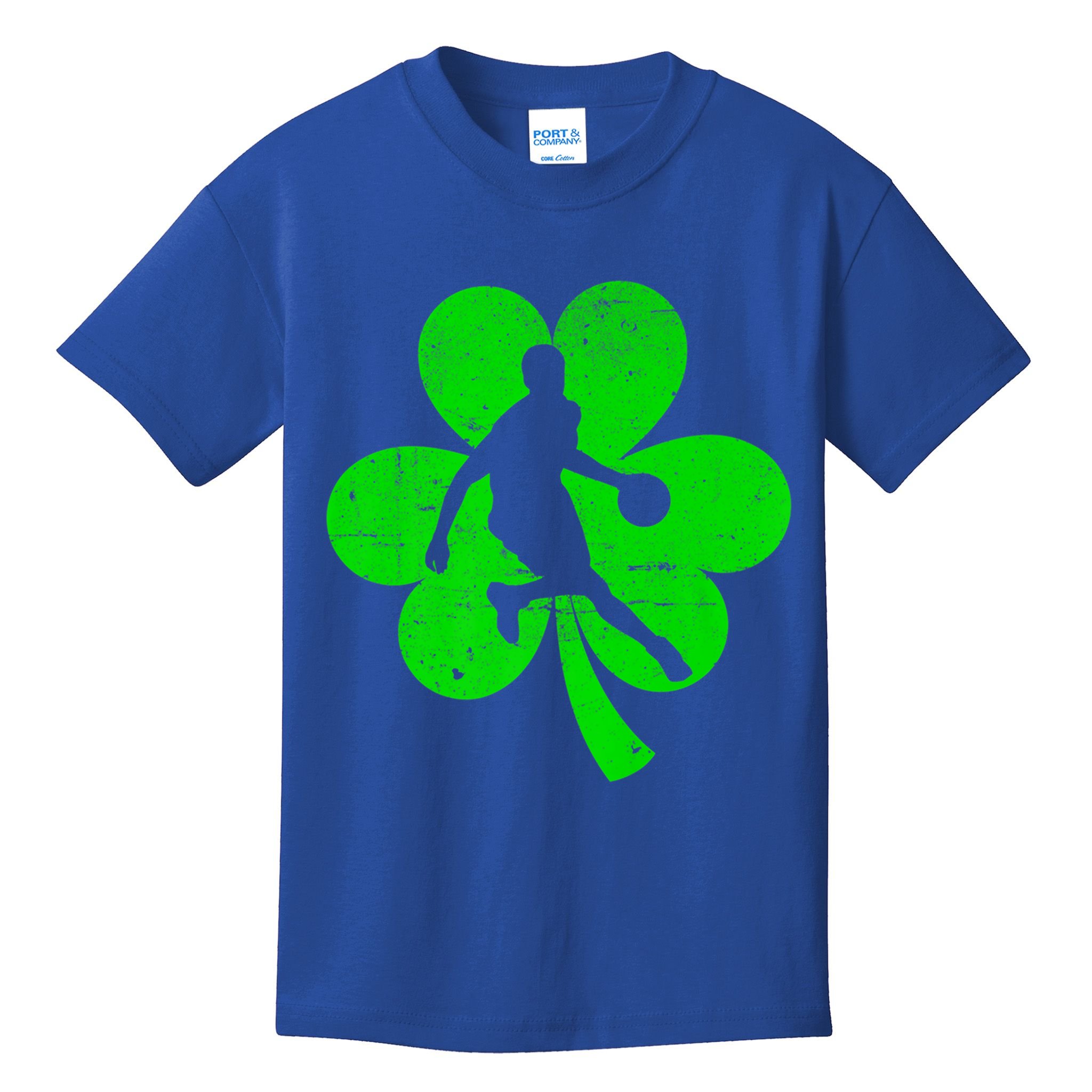 Basketball Sports St Patrick's Day Retro Shamrock Irish Gift Kids T-Shirt