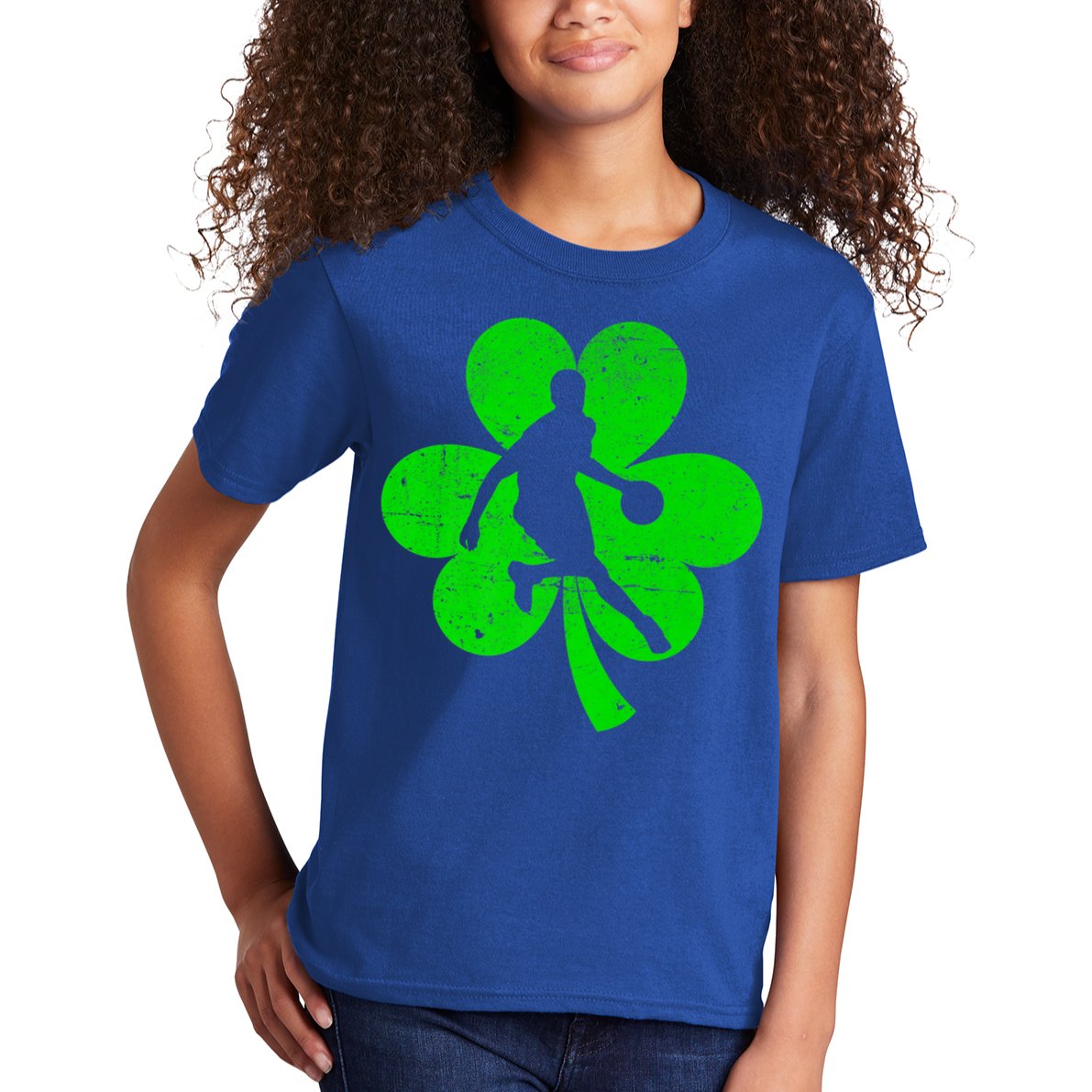 Basketball Sports St Patrick's Day Retro Shamrock Irish Gift Kids T-Shirt