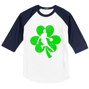 Basketball Sports St Patrick's Day Retro Shamrock Irish Gift Baseball Sleeve Shirt