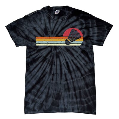 Badminton Shuttlecock Sunset Distressed Tie-Dye T-Shirt