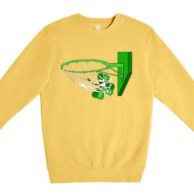 Basketball Shamrock St Patricks Day Sport Irish Clover Premium Crewneck Sweatshirt