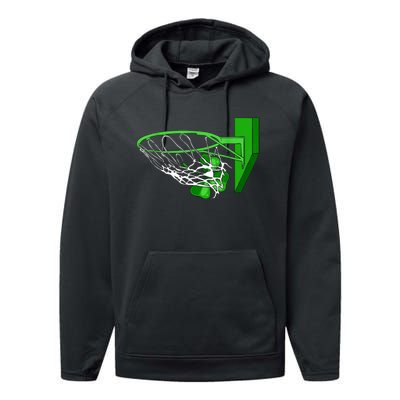 Basketball Shamrock St Patricks Day Sport Irish Clover Performance Fleece Hoodie