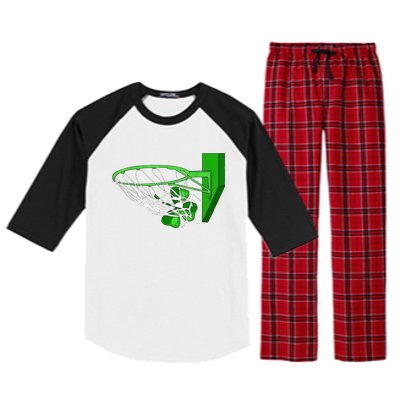 Basketball Shamrock St Patricks Day Sport Irish Clover Raglan Sleeve Pajama Set