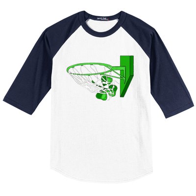 Basketball Shamrock St Patricks Day Sport Irish Clover Baseball Sleeve Shirt