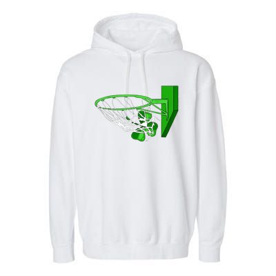 Basketball Shamrock St Patricks Day Sport Irish Clover Garment-Dyed Fleece Hoodie