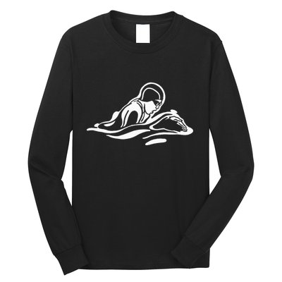 Breaststroke Swimming. Stylized Design For Swimmers Long Sleeve Shirt