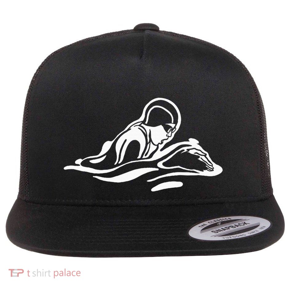 Breaststroke Swimming. Stylized Design For Swimmers Flatbill Hat