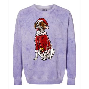 Brittany Spaniel Santa Claus Christmas Dog Merry Woofmas Meaningful Gift Colorblast Crewneck Sweatshirt