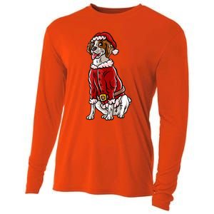 Brittany Spaniel Santa Claus Christmas Dog Merry Woofmas Meaningful Gift Cooling Performance Long Sleeve Crew