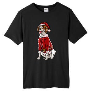 Brittany Spaniel Santa Claus Christmas Dog Merry Woofmas Meaningful Gift Tall Fusion ChromaSoft Performance T-Shirt