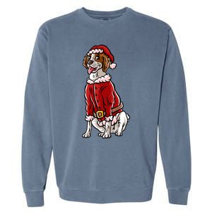 Brittany Spaniel Santa Claus Christmas Dog Merry Woofmas Meaningful Gift Garment-Dyed Sweatshirt