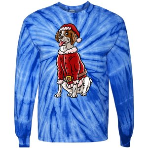 Brittany Spaniel Santa Claus Christmas Dog Merry Woofmas Meaningful Gift Tie-Dye Long Sleeve Shirt