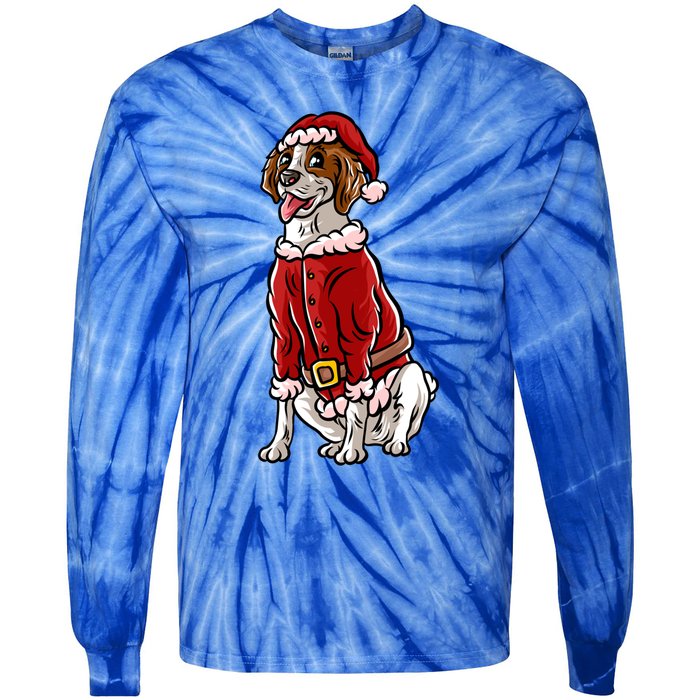 Brittany Spaniel Santa Claus Christmas Dog Merry Woofmas Meaningful Gift Tie-Dye Long Sleeve Shirt