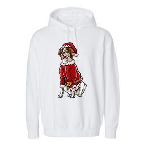 Brittany Spaniel Santa Claus Christmas Dog Merry Woofmas Meaningful Gift Garment-Dyed Fleece Hoodie