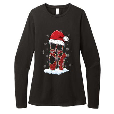 Ballet Shoes Santa Hat Ballerina Dancer Christmas Lights Funny Gift Womens CVC Long Sleeve Shirt