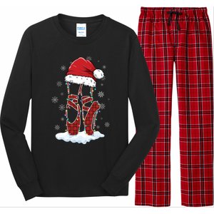 Ballet Shoes Santa Hat Ballerina Dancer Christmas Lights Funny Gift Long Sleeve Pajama Set