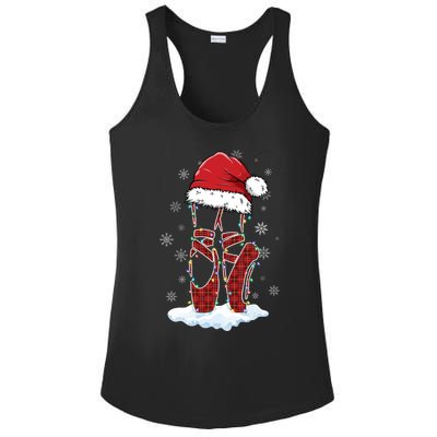 Ballet Shoes Santa Hat Ballerina Dancer Christmas Lights Funny Gift Ladies PosiCharge Competitor Racerback Tank