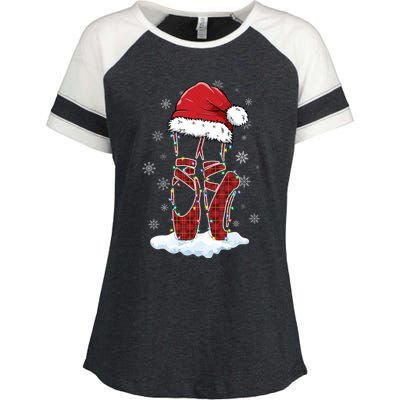 Ballet Shoes Santa Hat Ballerina Dancer Christmas Lights Funny Gift Enza Ladies Jersey Colorblock Tee