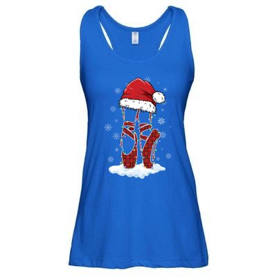 Ballet Shoes Santa Hat Ballerina Dancer Christmas Lights Funny Gift Ladies Essential Flowy Tank