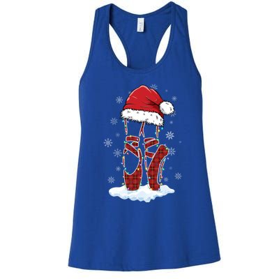 Ballet Shoes Santa Hat Ballerina Dancer Christmas Lights Funny Gift Women's Racerback Tank