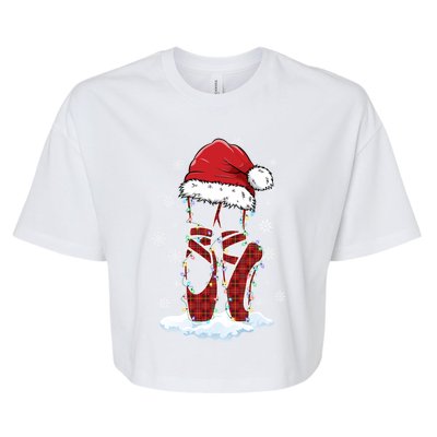 Ballet Shoes Santa Hat Ballerina Dancer Christmas Lights Funny Gift Bella+Canvas Jersey Crop Tee