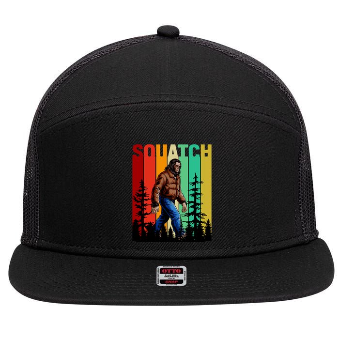 Bigfoot Squatch Shirt Retro Bigfoot 7 Panel Mesh Trucker Snapback Hat