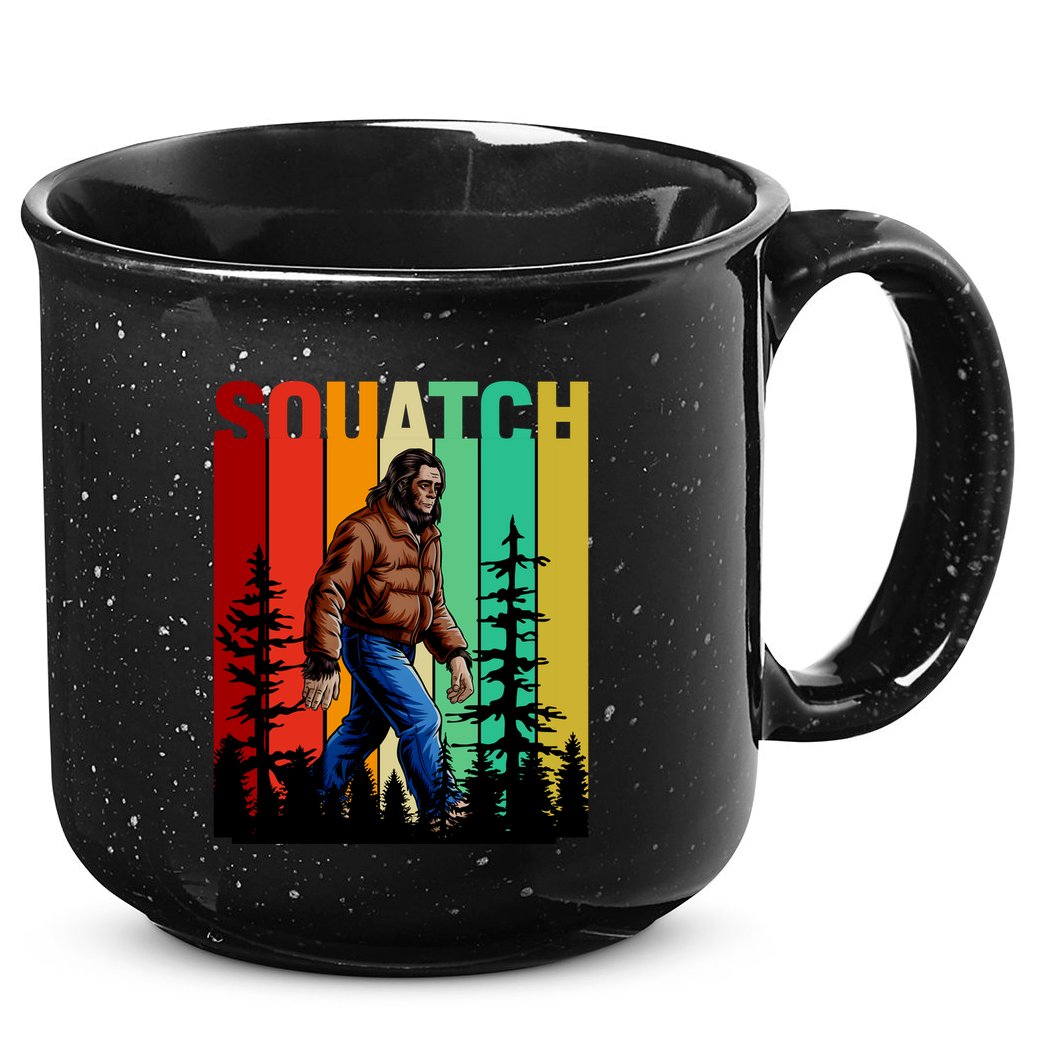 Bigfoot Squatch Shirt Retro Bigfoot 15oz Campfire Ceramic Mug