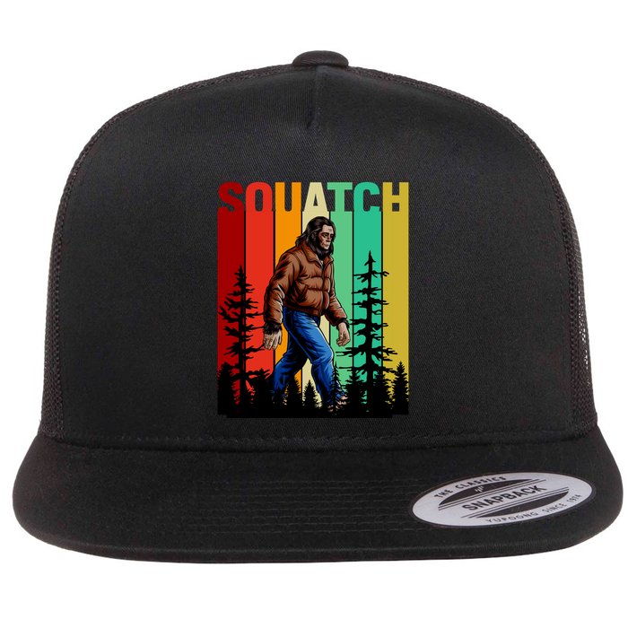 Bigfoot Squatch Shirt Retro Bigfoot Flatbill Hat