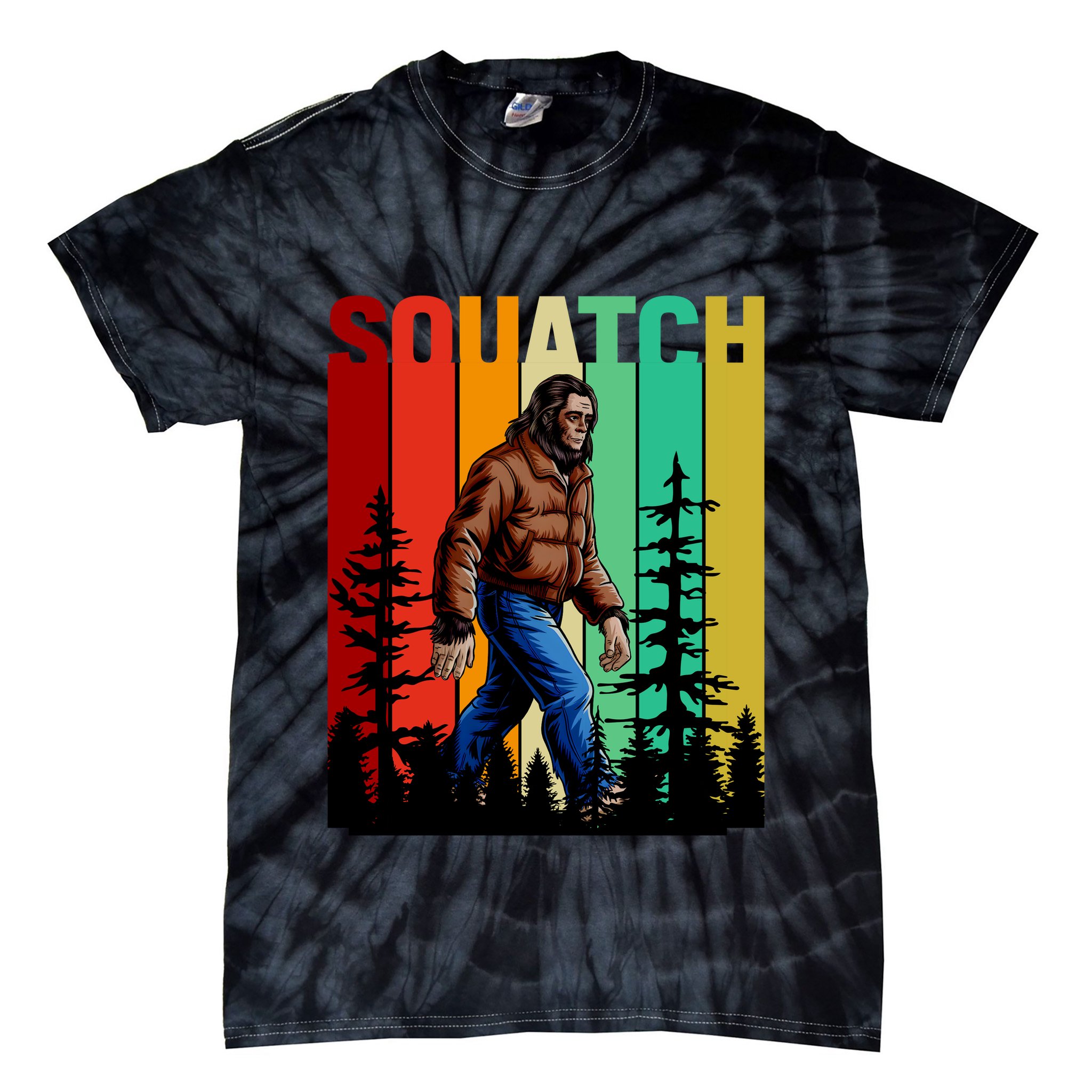 Bigfoot Squatch Shirt Retro Bigfoot Tie-Dye T-Shirt