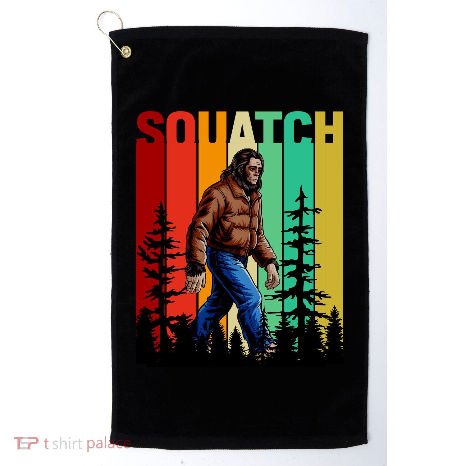 Bigfoot Squatch Shirt Retro Bigfoot Golf Towel