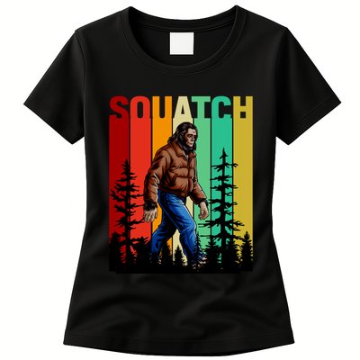 Bigfoot Squatch Shirt Retro Bigfoot Womens T-Shirt