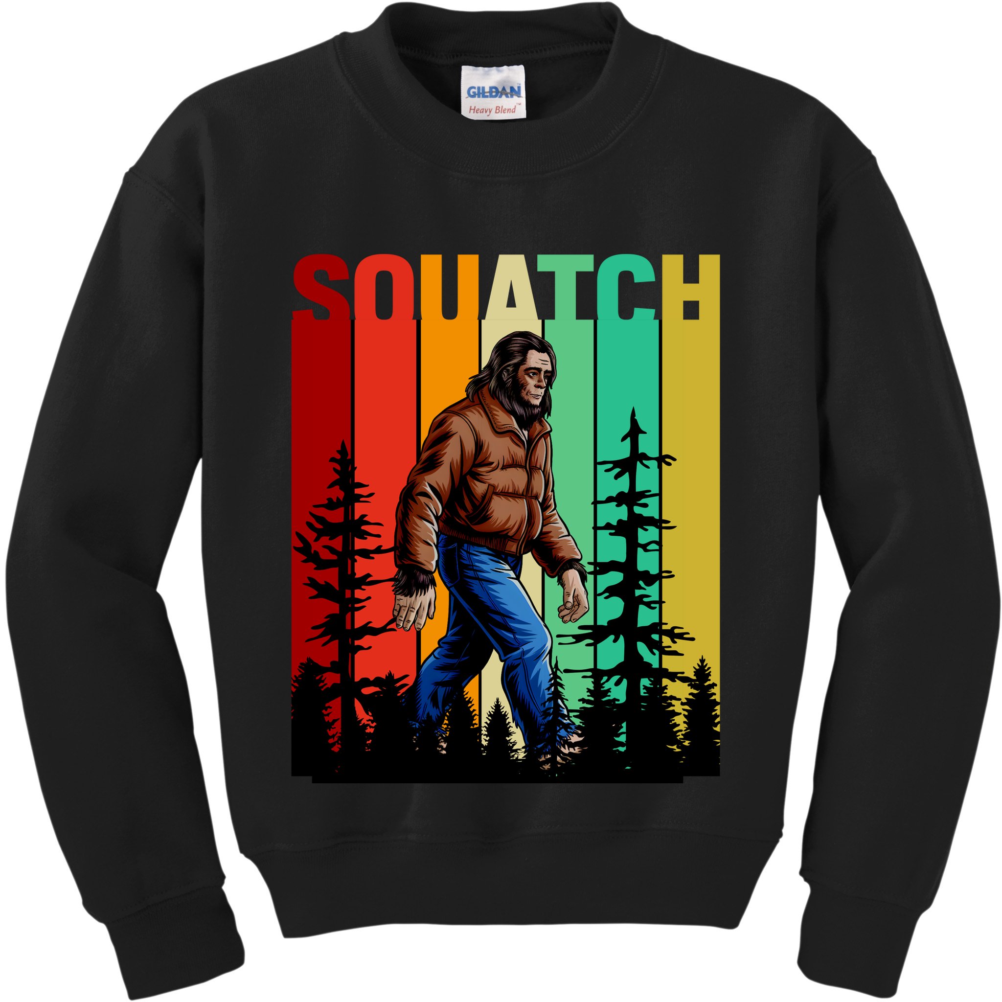 Bigfoot Squatch Shirt Retro Bigfoot Kids Sweatshirt