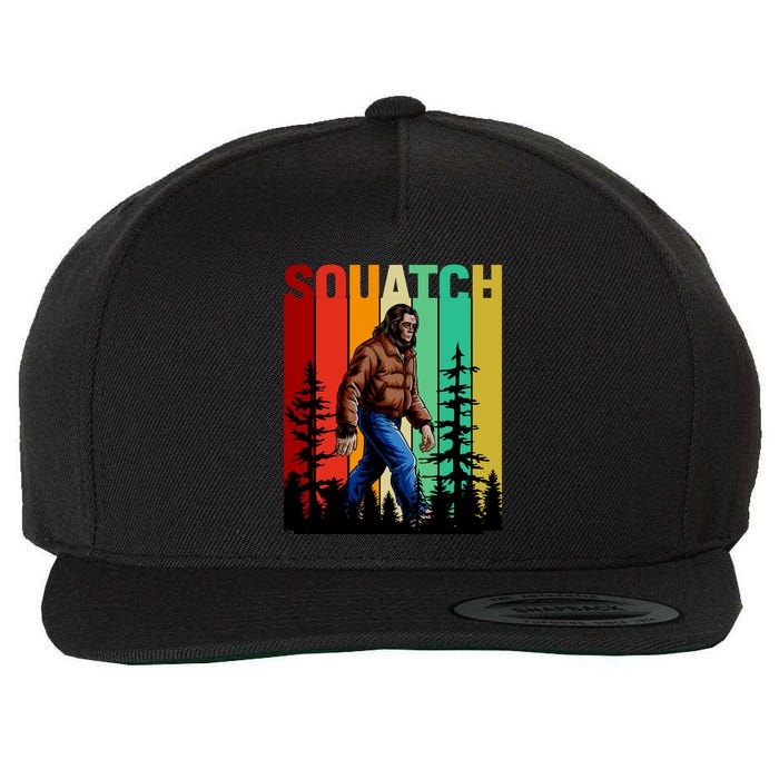Bigfoot Squatch Shirt Retro Bigfoot Wool Snapback Cap