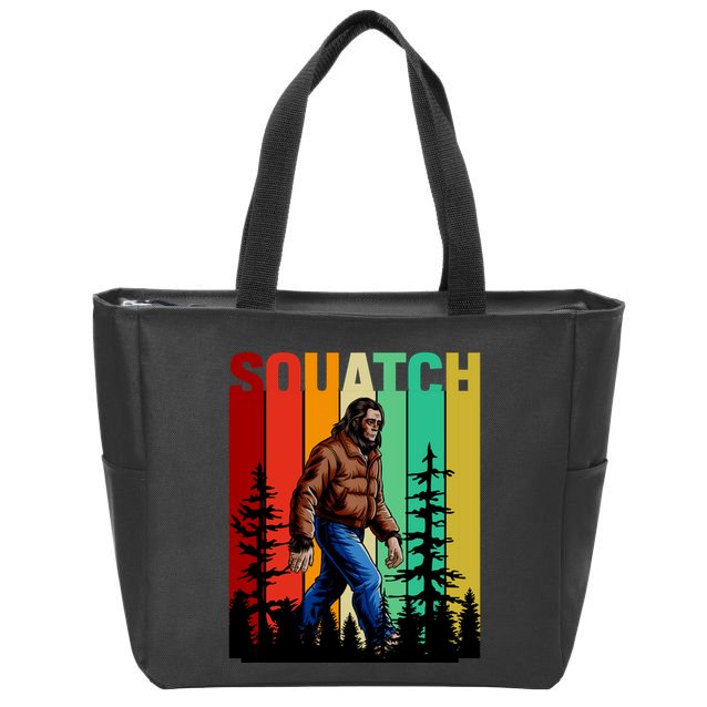 Bigfoot Squatch Shirt Retro Bigfoot Zip Tote Bag