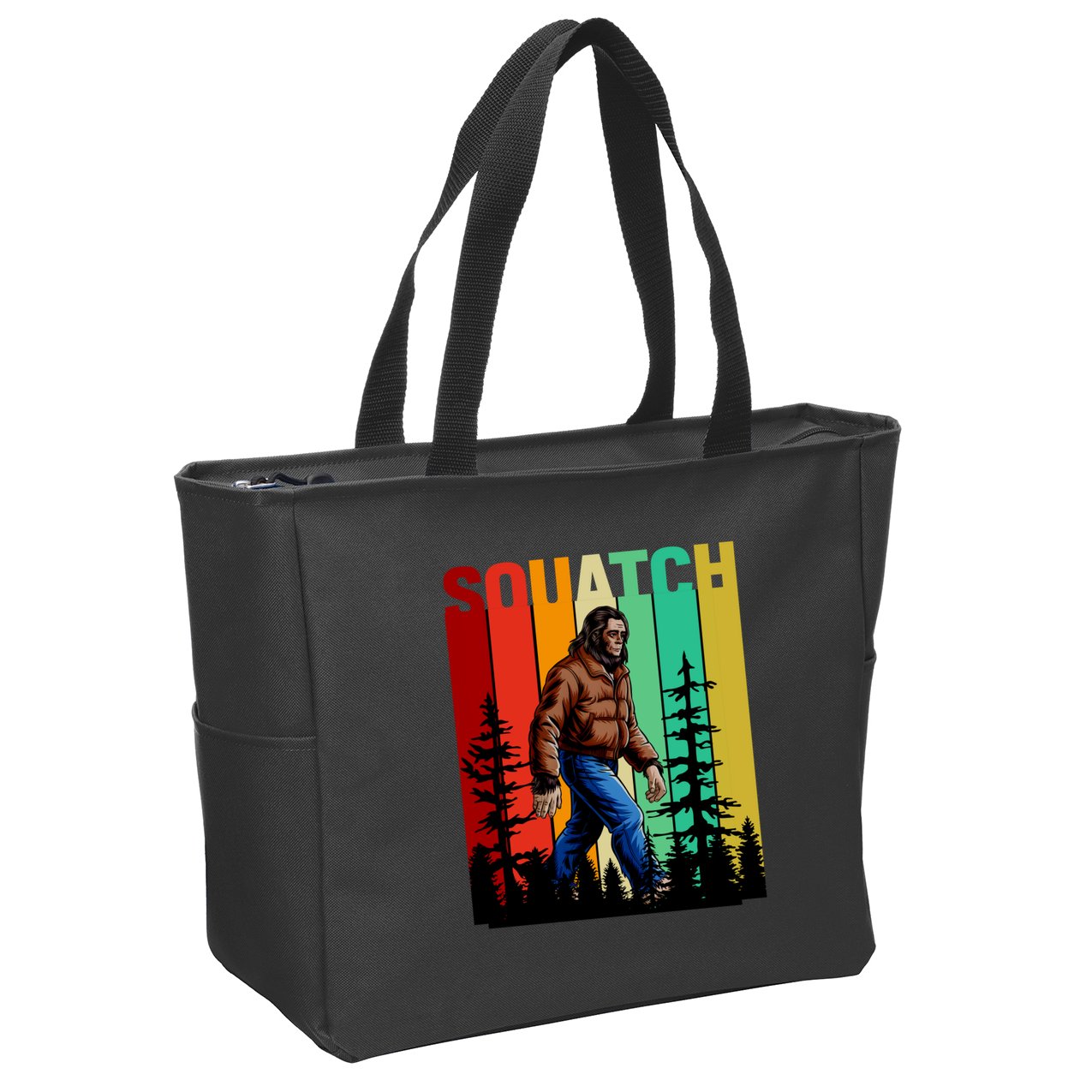 Bigfoot Squatch Shirt Retro Bigfoot Zip Tote Bag