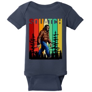 Bigfoot Squatch Shirt Retro Bigfoot Baby Bodysuit